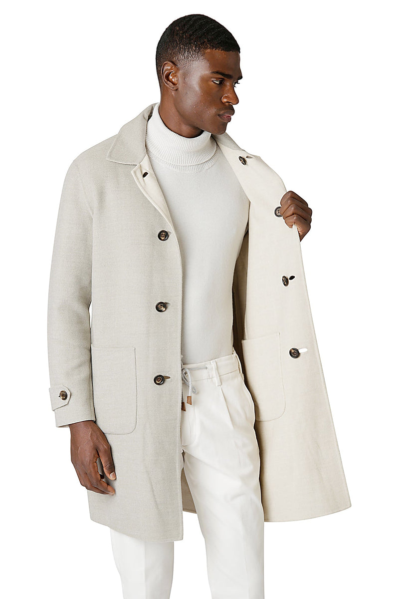 SINGLE BREASTED REVERSIBLE WOOL COAT