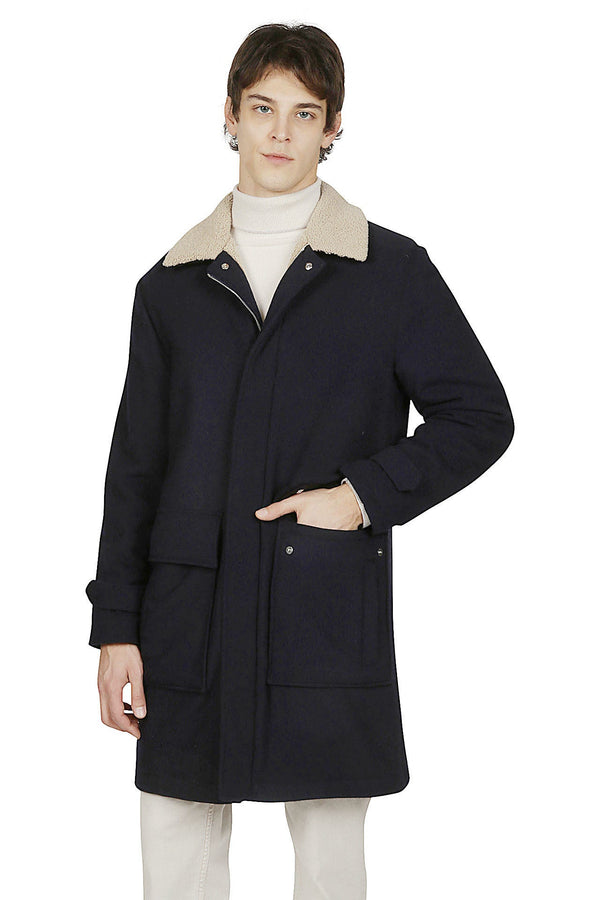 WOOL COAT WITH BIMATERIAL 14 MICRONS