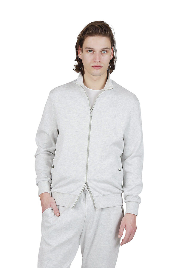 FULL ZIP COTTON AND JERSEY SWEATSHIRT