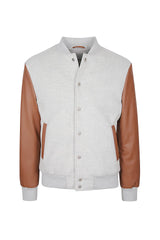 BI-MATERIAL WOOL AND LEATHER JACKET