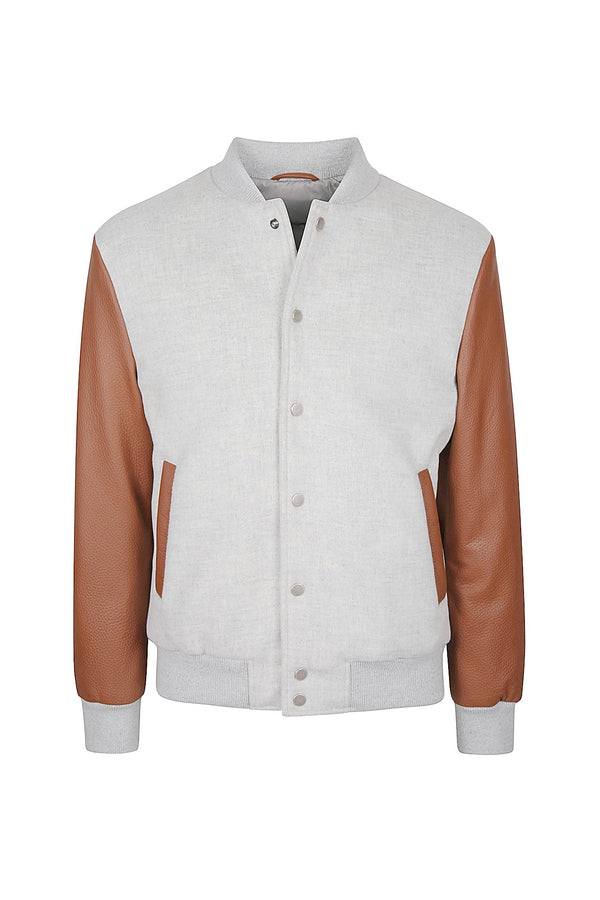 BI-MATERIAL WOOL AND LEATHER JACKET