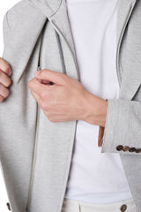 COTTON AND LEATHER BIB JACKET