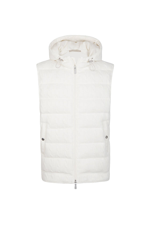 WOOL AND SILK HOODED VEST