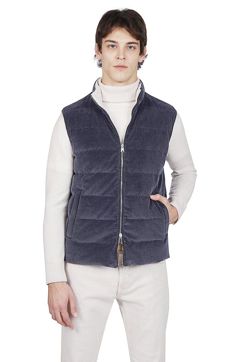 REVERSIBLE VELVET AND NYLON VEST