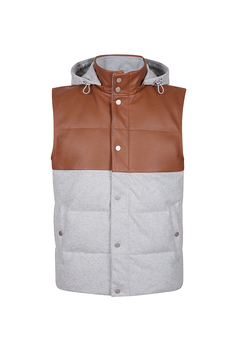 BIMATERIC VEST WOOL AND LEATHER