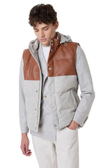 BIMATERIC VEST WOOL AND LEATHER