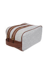 WOOL AND LEATHER BEAUTY BAG