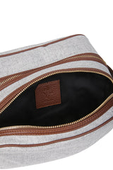 WOOL AND LEATHER BEAUTY BAG