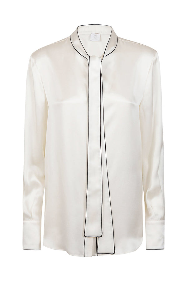 PLAIN SILK SHIRT WITH CONTRAST TIPPING