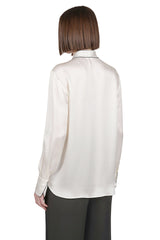 PLAIN SILK SHIRT WITH CONTRAST TIPPING