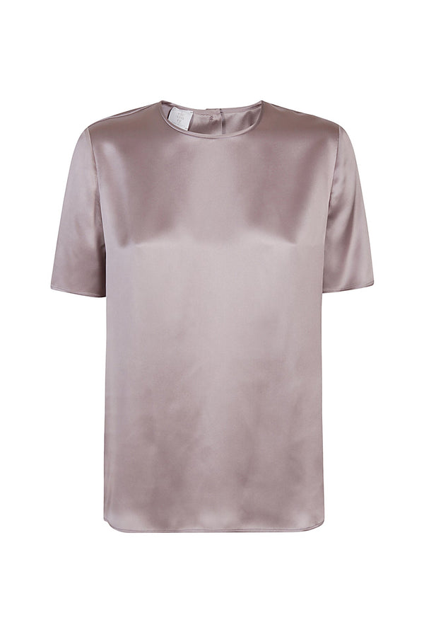 CREW NECK PLAIN SILK T-SHIRT