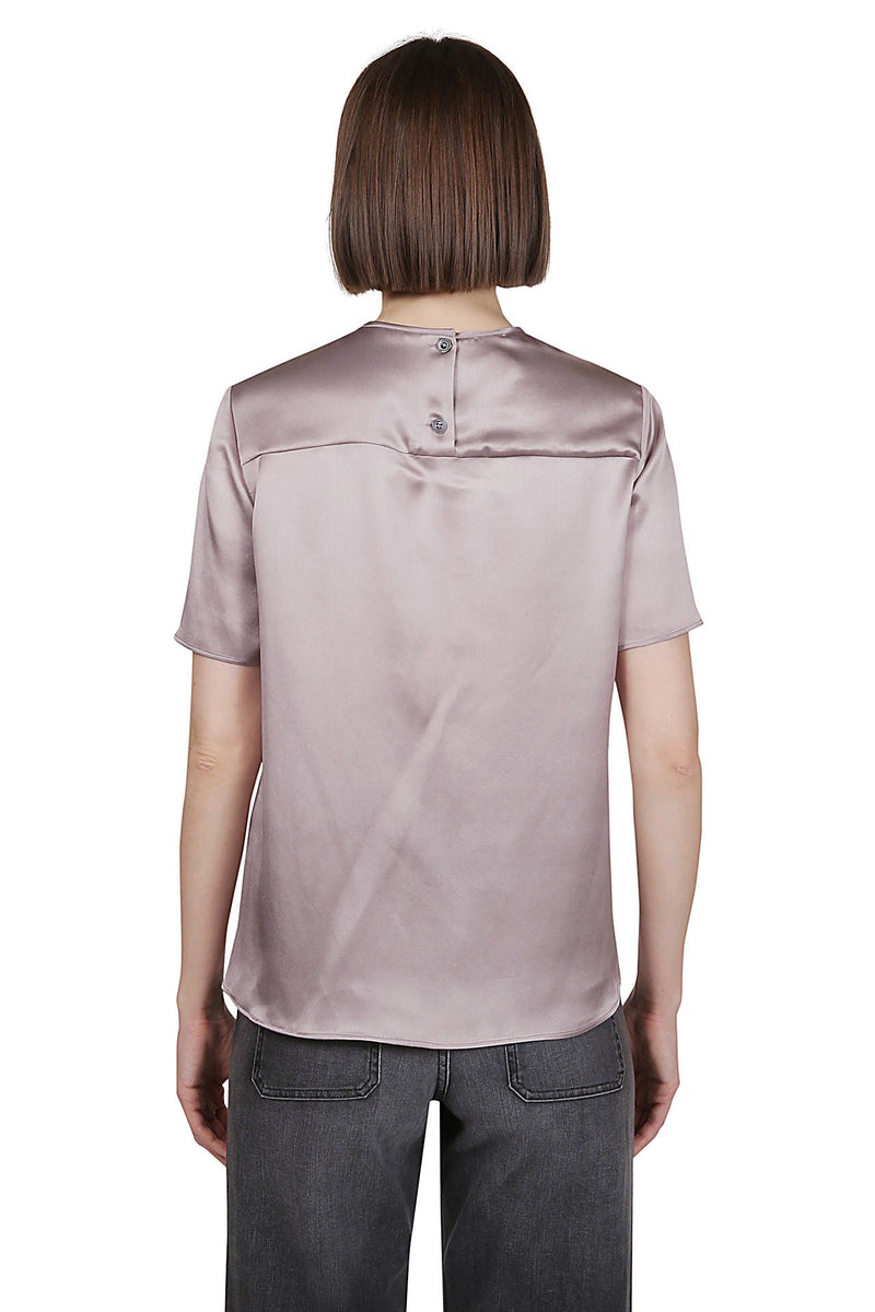CREW NECK PLAIN SILK T-SHIRT