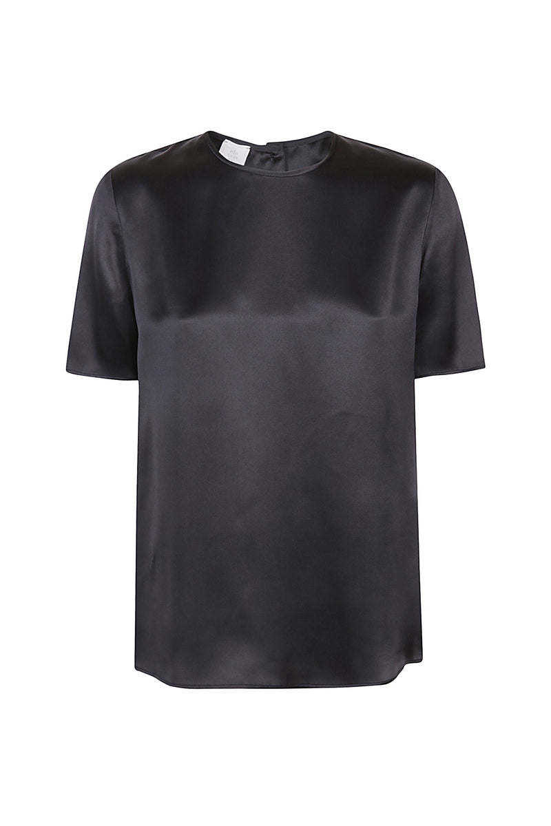 CREW NECK PLAIN SILK T-SHIRT
