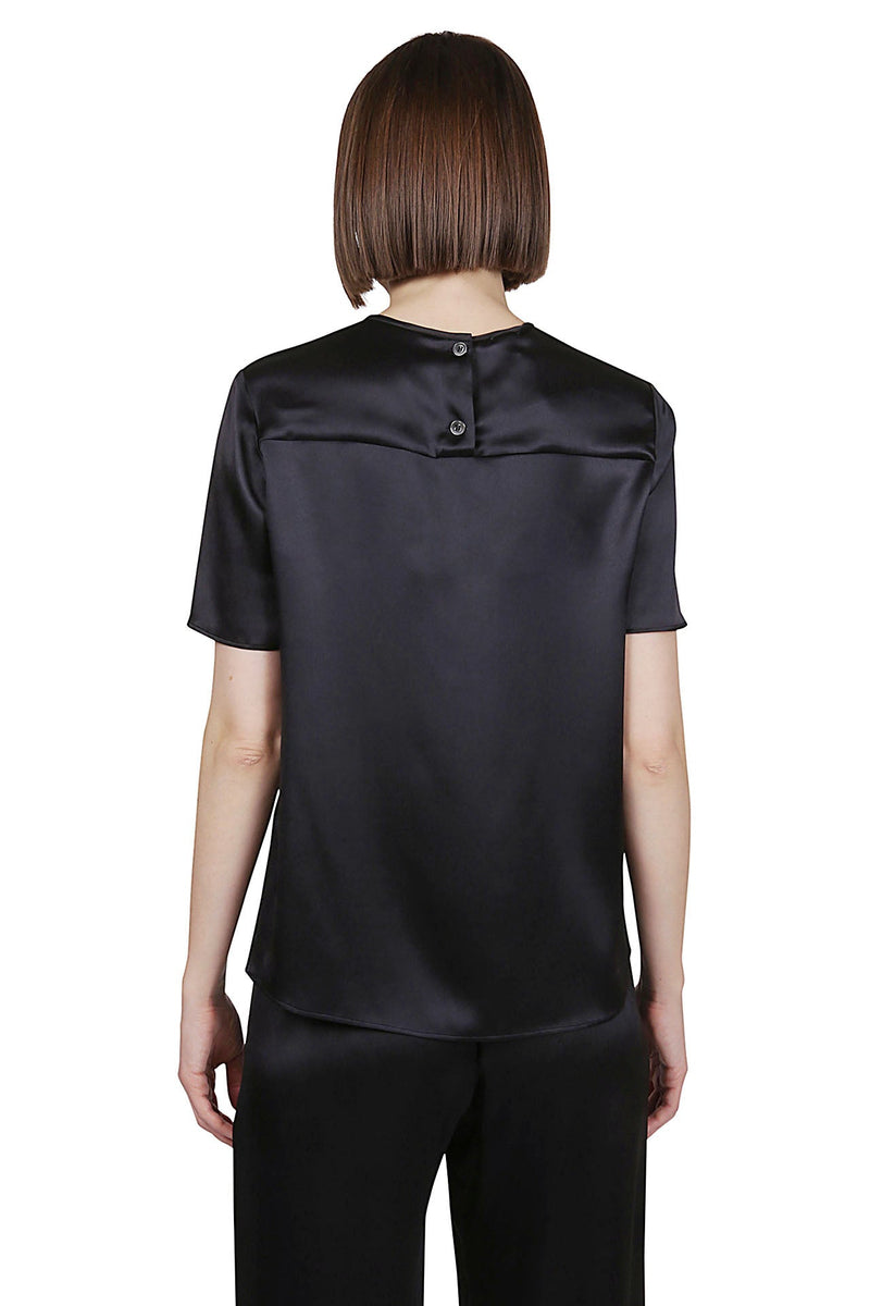 CREW NECK PLAIN SILK T-SHIRT