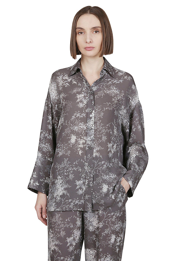 MICROFLOWER PRINTED SILK SHIRT