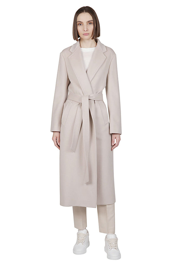 COAT WITH BELT VIRGIN WOOL PLAIN