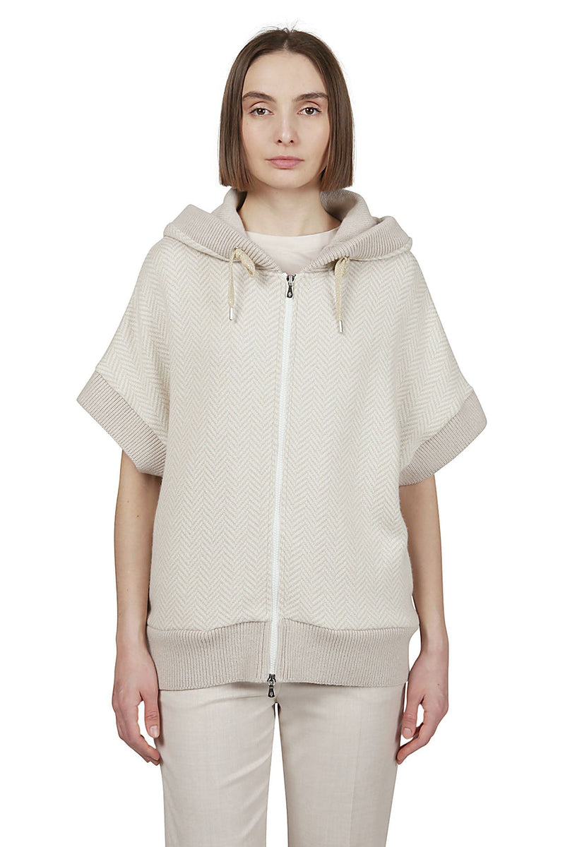 FELPA FULL ZIP LANA POLIAMMIDE VISCOSA LUREX + FILATO LANA CASHMERE