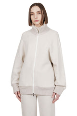 FELPA FULL ZIP LANA POLIAMMIDE VISCOSA LUREX + FILATO LANA CASHMERE