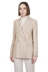 DOUBLE-BREASTED JACKET LINEN WOOL