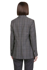 DOUBLE-BREASTED JACKET WOOL ELASTAM MELAL CHECK