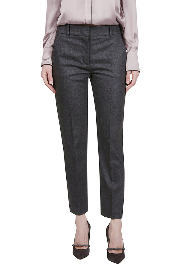 SLIM TROUSERS PLAIN WOOL CASHMERE ELASTANE