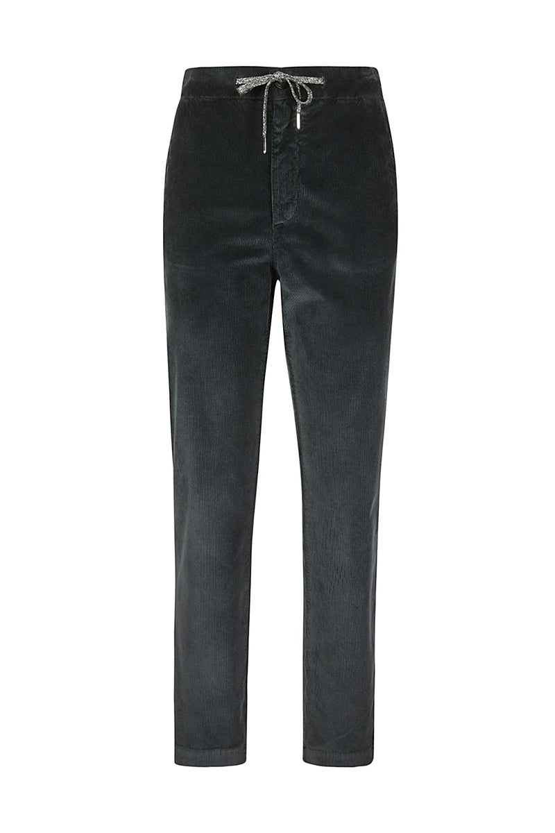 COTTON MODAL ELASTANE TROUSERS WITH COARSE VELVET