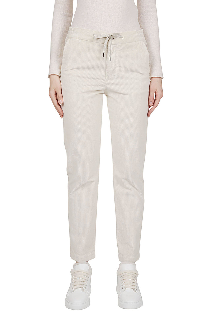 COTTON MODAL ELASTANE TROUSERS WITH COARSE VELVET