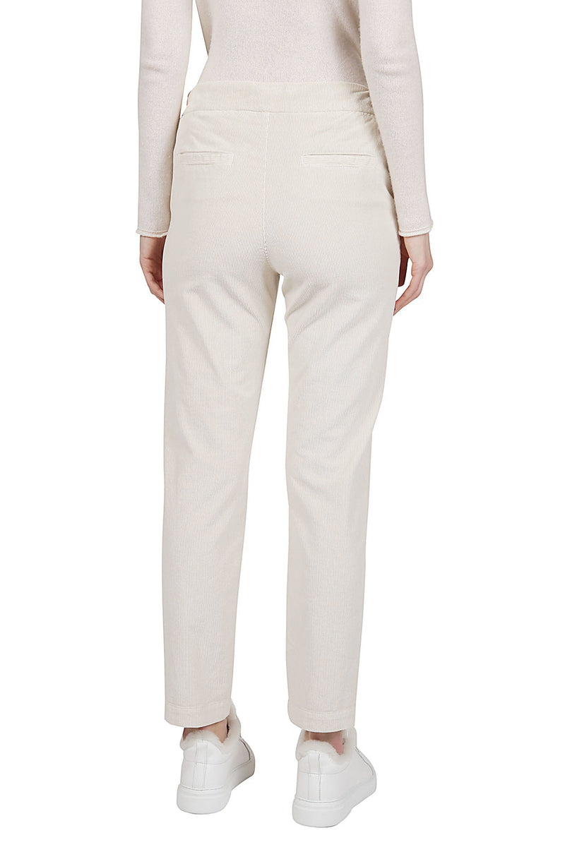 COTTON MODAL ELASTANE TROUSERS WITH COARSE VELVET