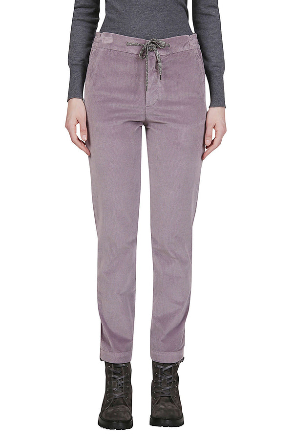 COTTON MODAL ELASTANE TROUSERS WITH COARSE VELVET