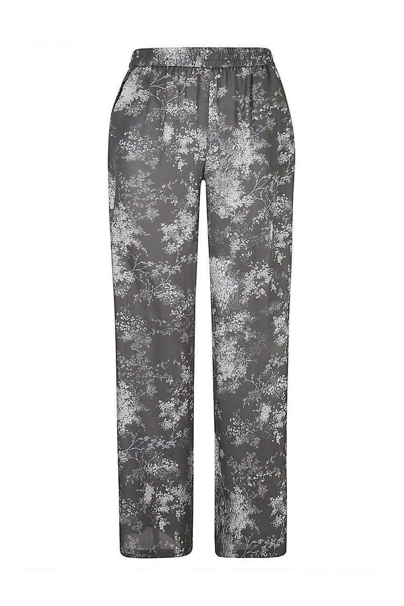 PRINTED SILK TROUSERS MICROFLOWER PRINT