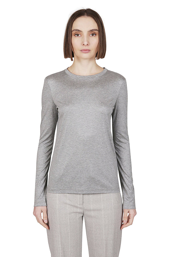 MELANGE COTTON TENCEL CREW NECK T-SHIRT