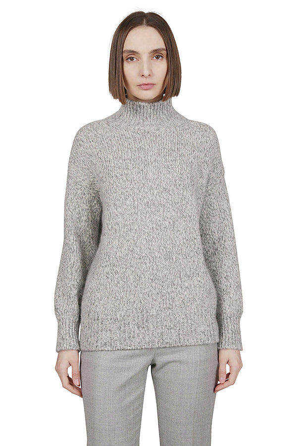 HIGH NECK SWEATER WOOL CASHMERE KID MOHAIR SILK LUREX