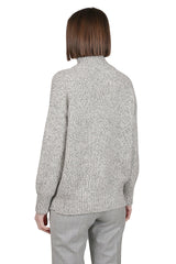 HIGH NECK SWEATER WOOL CASHMERE KID MOHAIR SILK LUREX