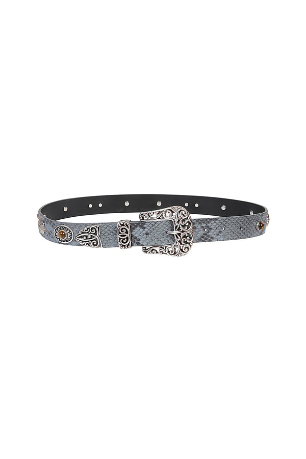 PYTHON PRINT COW LEATHER BELT