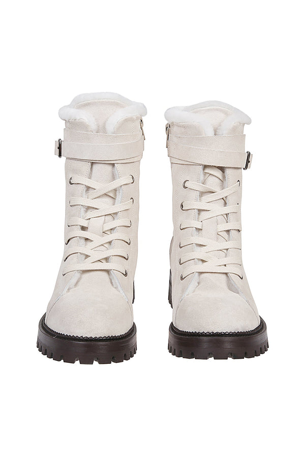 SUEDE CALF + SHEEPSKIN LAMB ANKLE BOOT