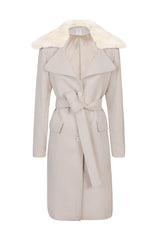 COAT WITH BELT CASHMERE PLAIN + FUR