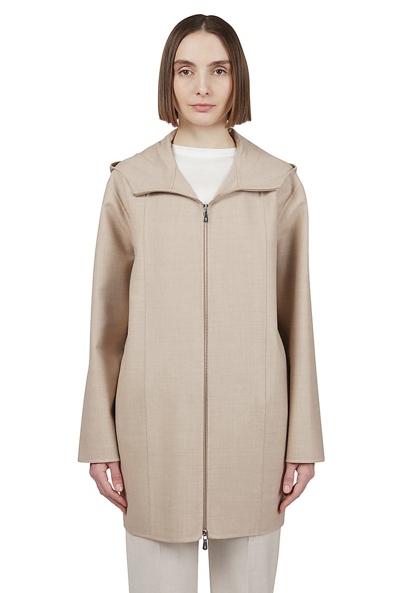 SINGLE BREASTED WOOL ELASTANE COAT