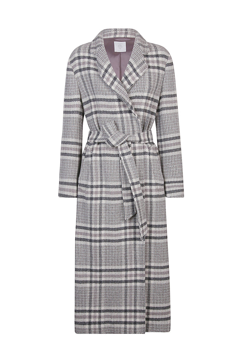 CASHMERE CHECK BELT COAT