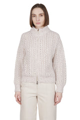 FULL ZIP COTTON SWEATER KID MOHAIR SILK LUREX