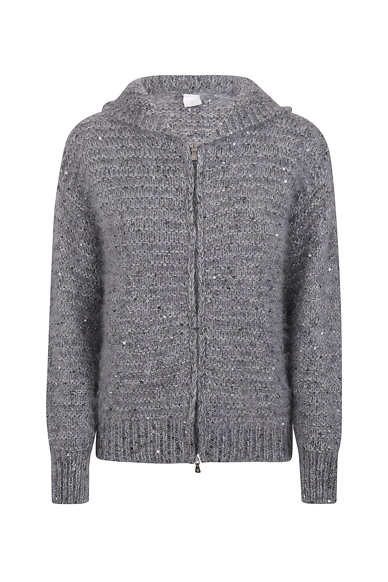 FULL ZIP COTTON SWEATER KID MOHAIR SILK LUREX