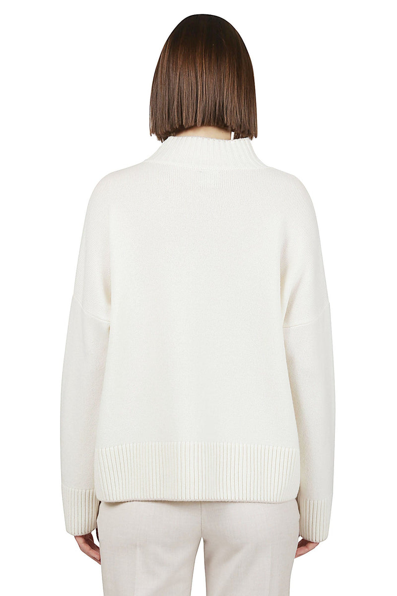 CASHMERE HIGH NECK SWEATER WITH TIPPING