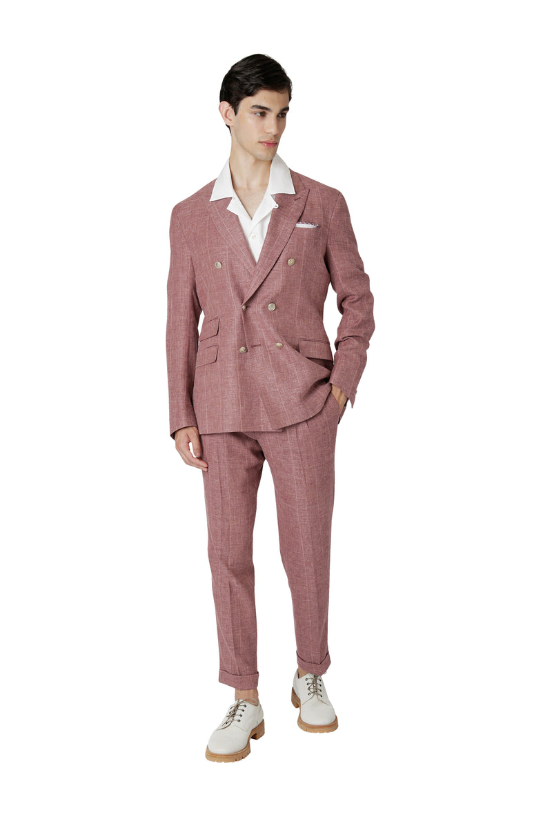 DOUBLE BREASTED SUIT WITH PANT PENCES