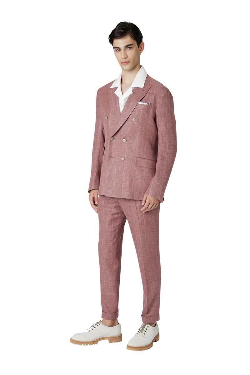 DOUBLE BREASTED SUIT WITH PANT PENCES