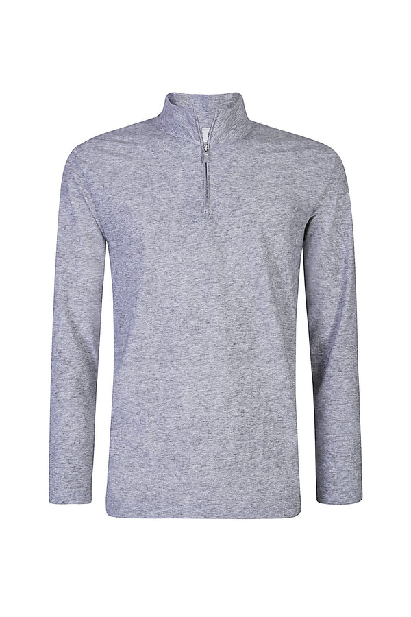 STANDING NECK HALF ZIP SWEATSHIRT