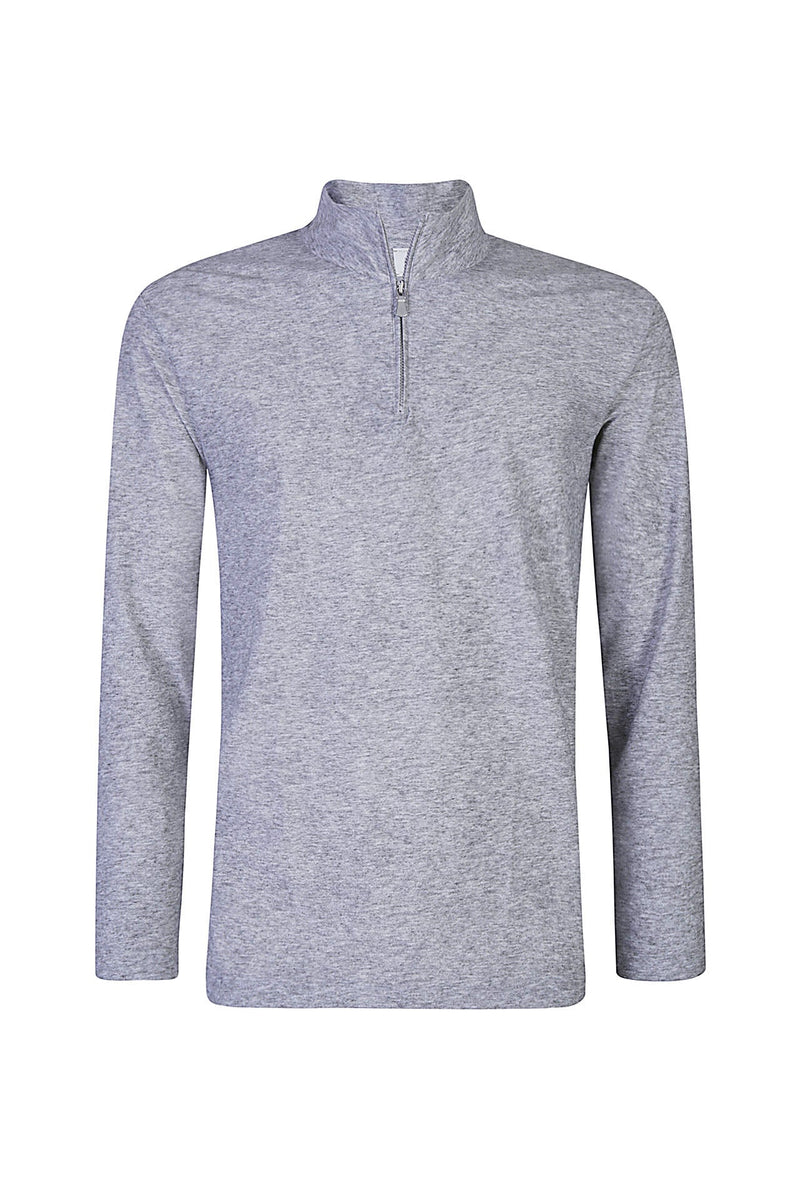STANDING NECK HALF ZIP SWEATSHIRT