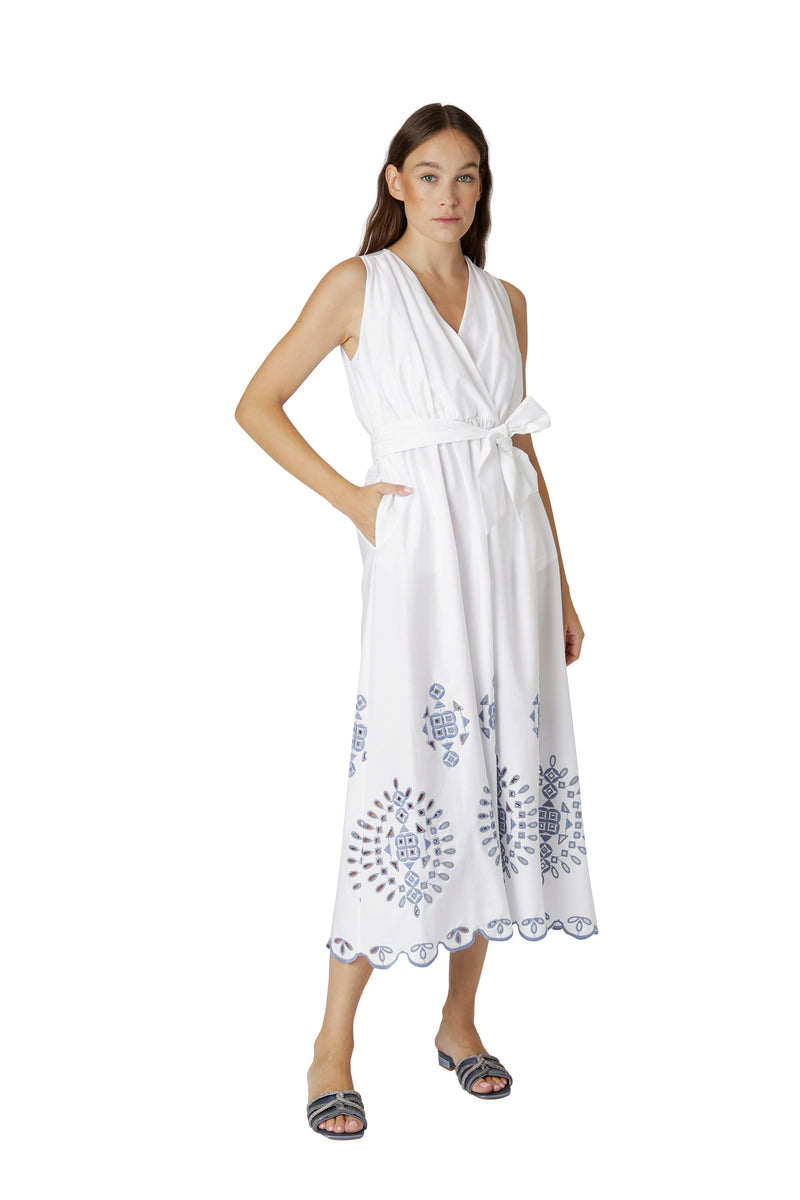 EMBROIDERED SLEEVELESS DRESS