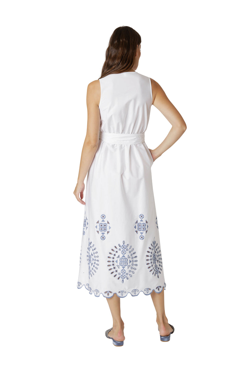 EMBROIDERED SLEEVELESS DRESS