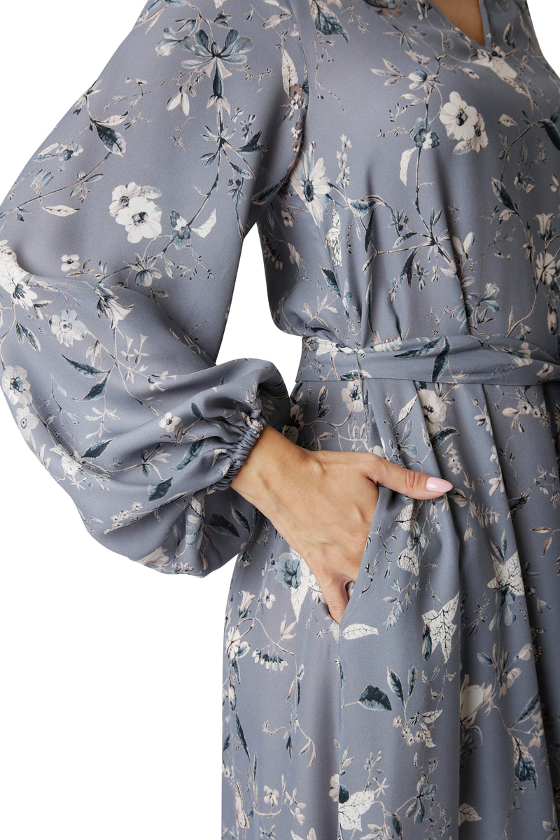 PRINTED PUFF SLEEVE DRESS