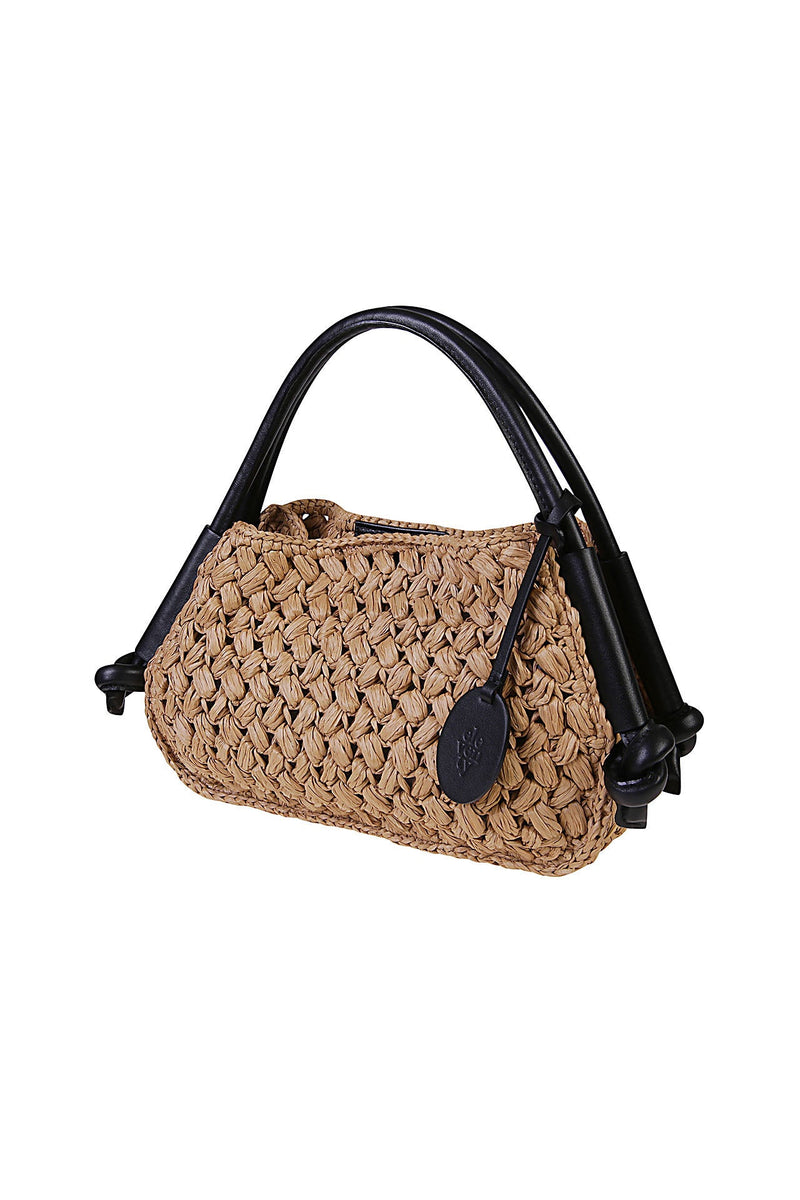 VISCOSE BAG WITH LEATHER HANDLES