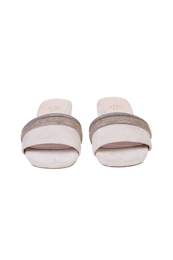 SLIPPERS WITH RHINESTONE BANDS